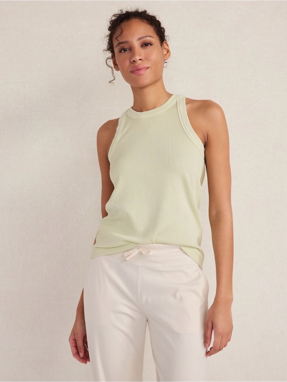 Haven Well Within Organic Cotton Sleeveless Ribbed Racerback Tank in Aloe — NWT